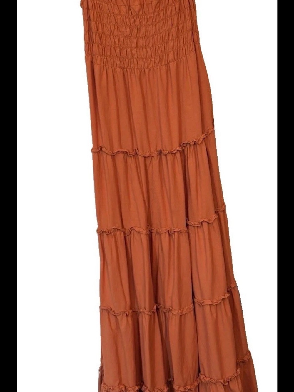 Zenana Outfitters Orange Smocked Tiered Maxi Dress